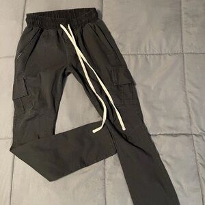 MNML Cargo Pants Men’s XsS Black Drawstrings Cotton Stretch Goth Flap Pockets